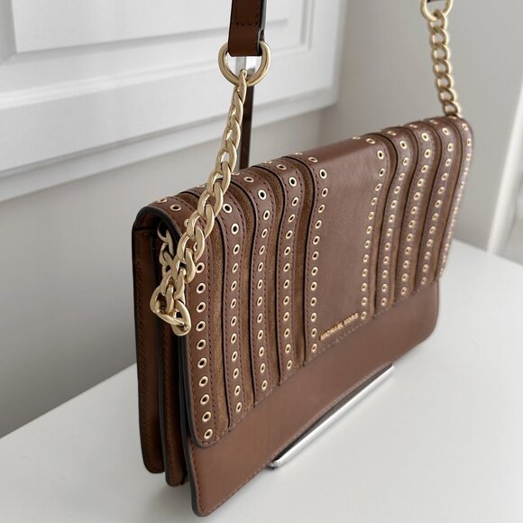 Michael Kors Camel Brown Leather Crossbody Bag - Picture 6 of 9